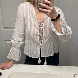 South Moon Under white and blue striped top